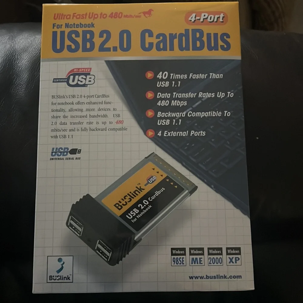 BUSlink 4-port USB 2.0 CardBus PC Card for Notebook